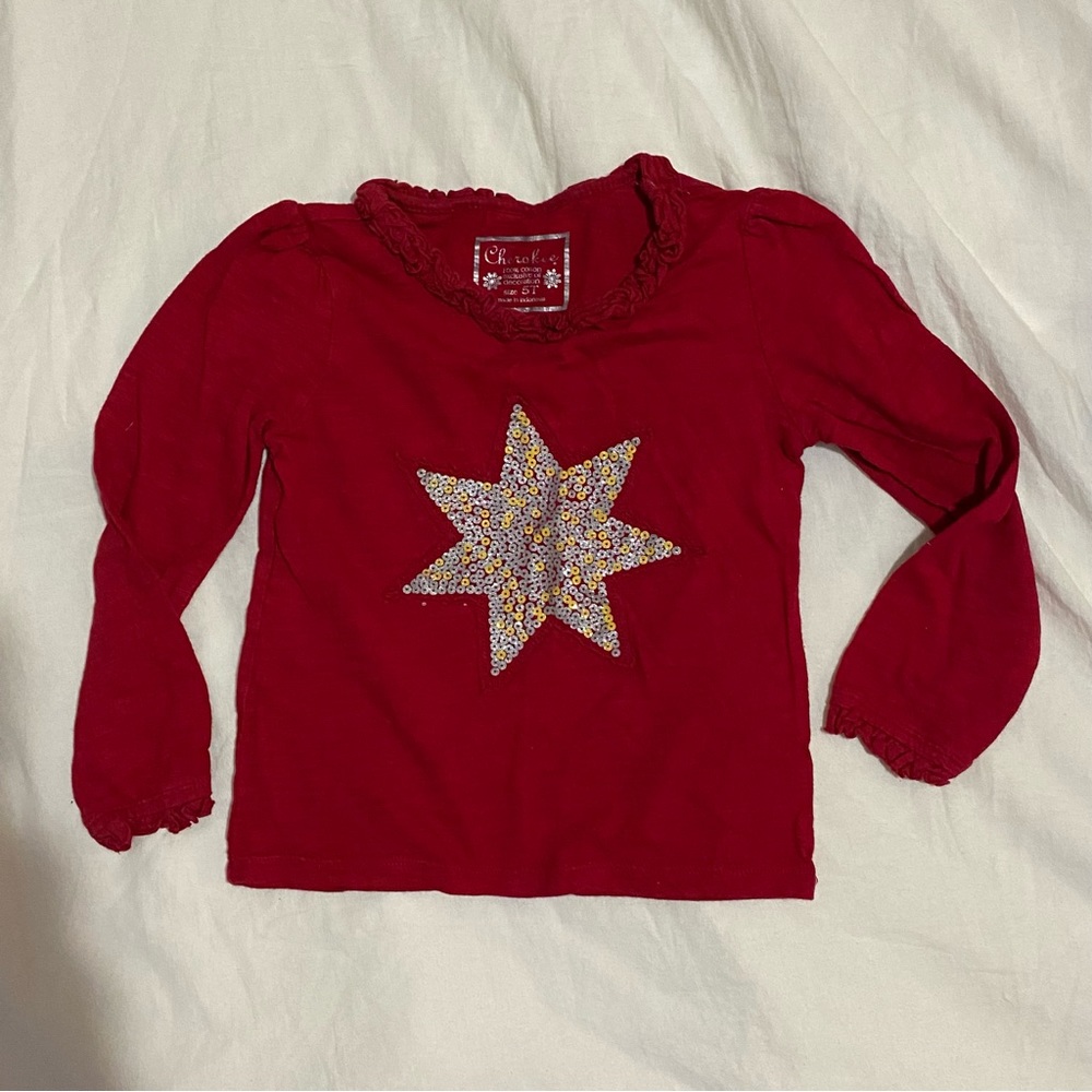 Cherokee sequined deep red long sleeve